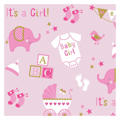 It's a Girl Elephant Gift Wrapping Paper, Pink, 40-foot Roll - Case of 36