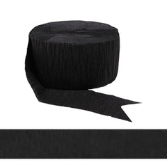 Classic Black Crepe Paper Streamer - 81 Feet - Pack of 4