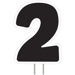 Bold Black Number 2 Yard Sign with Stakes - 24-Inch - Case of 24