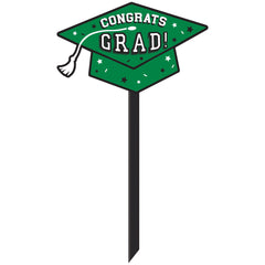 Congrats Grad Yard Stake Sign, Green, 5.75 inch - Pack of 3