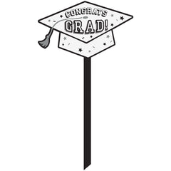 Congrats Grad White Yard Stake Sign, 5.75-inch - Pack of 3