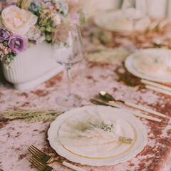 10 In. Ivory Victorian Design Plates | 40 Count