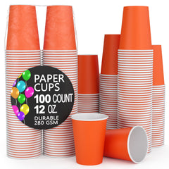 12 Oz. Orange Paper Cups | 100 Count