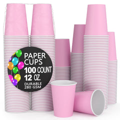 12 Oz. Pink Paper Cups | 100 Count