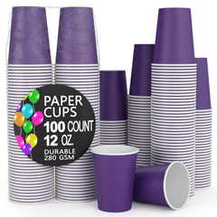 12 Oz. Purple Paper Cups | 100 Count