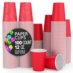 12 Oz. Red Paper Cups | 100 Count