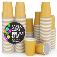 12 Oz. Yellow Paper Cups | 100 Count