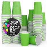 12 Oz. Lime Green Paper Cups | 100 Count