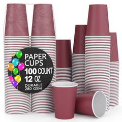 12 Oz. Burgundy Paper Cups | 100 Count