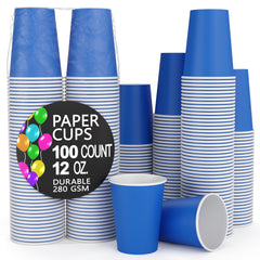 12 Oz. Dark Blue Paper Cups | 100 Count