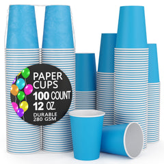 12 Oz. Turquoise Paper Cups | 100 Count