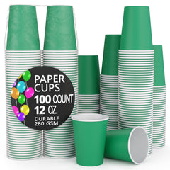 12 Oz. Emerald Green Paper Cups | 100 Count