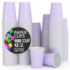 12 Oz. Lavender Paper Cups | 100 Count