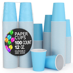 12 Oz. Light blue Paper Cups | 100 Count