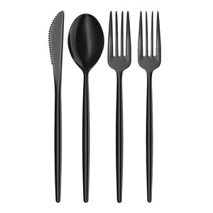 480 Piece Gloss Black Full Cutlery Combo Set