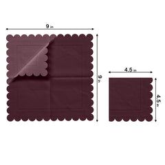 Brown Scallop Beverage Napkins | 100 Count
