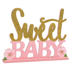 Sweet Baby Standing Sign, Gold/Pink, 11-inch, Table Centerpiece - Pack of 6
