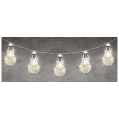 Glitter Edison LED String Lights, White, 5-foot, 10 Lights - Case of 6