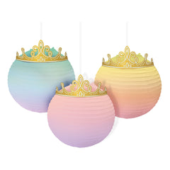 Disney Princess Once Upon A Time Paper Lanterns, Blue/Pink, 9.5-inch, 3-ct - Pack of 6