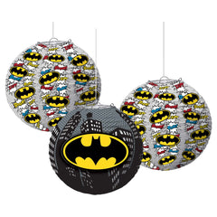 DC Justice League Batman Paper Lanterns, Black/White, 9.5-inch, 4-pk - Case of 30