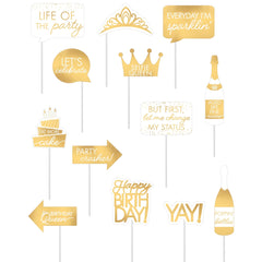 Golden Age Photo Booth Sign Props, Gold, 15-inch, 13-pk - Pack of 6