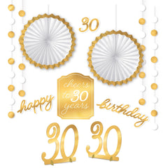 Golden Age 30th Birthday Decorating Kit, Gold/White, 10-inch, 11-pk - Case of 24