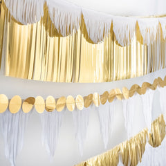 Gold Metallic Pennant Fringe Garland Banner Kit, 8.5-inch - Pack of 12