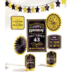 Better with Age Birthday Decor Kit, Gold/Black, 16-inch, 8-pk - Pack of 6