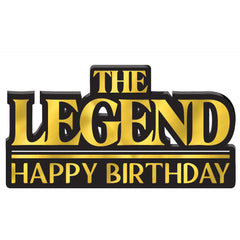 Better with Age "The Legend" Happy Birthday Standing Sign, Black/Gold, 13.5-inch - Pack of 6