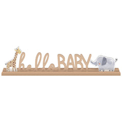 Jungle Baby Hello Baby Standing Sign, Brown, 21-inch - Pack of 6