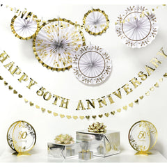Elegant 50th Anniversary Decoration Kit for Weddings - Pack of 6