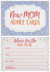 New Mom Advice Cards, Blue/Orange Polka Dot, 5 inch x 3.5 inch, 24-ct - Pack of 2