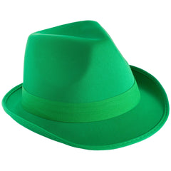 Festive Green Roaring 20s Fabric Fedora Hat, One Size - Pack of 6