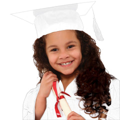 Graduation Cap, White - Pack of 8