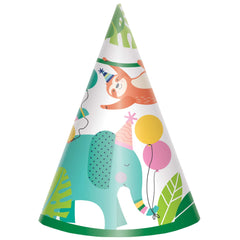 Jungle Adventure Cone Party Hats, 8-pk - Pack of 12