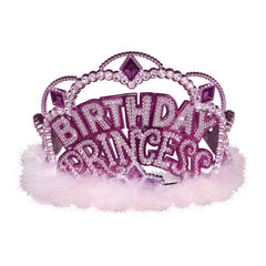 Sparkling Birthday Princess Tiara with Marabou - Case of 72