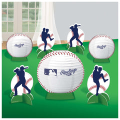 MLB Rawlings Sign Table Centerpiece Decorations, White/Blue, 9.5-inch, 7-ct - Pack of 6