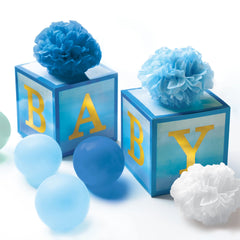 Baby Box Table Centerpiece Decorations, Blue, 10-inch, 15-ct - Case of 30