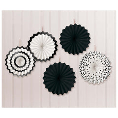 Mini Black Paper Fan Decorations, 6-Inch, 5-ct - Pack of 2