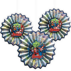 Disney Marvel Avengers Fan Decorations, Re/Blue, 12-inch, 3-ct - Case of 48