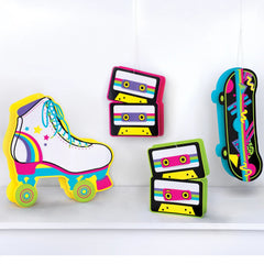 Retro 80s and 90s Hanging Party Decorations - 5-ct - Pack of 4