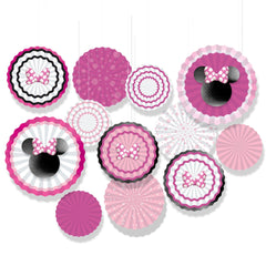 Disney Minnie Mouse Fan Decorations, Pink, 15.75 inch, 17-ct - Pack of 3