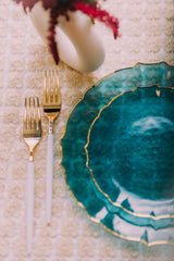 9 In. Peacock/Gold Petal Plates | 120 Count