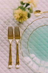 9 In. Mint/Gold Petal Plates | 40 Count