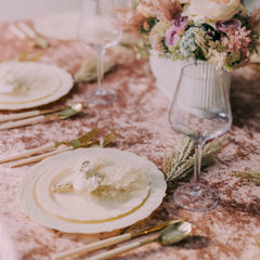 10 In. Ivory Victorian Design Plates | 40 Count