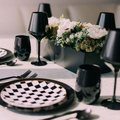 10 In. Black & Gold Rim Design Plastic Plates | 120 Count