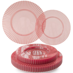 Rose Quartz Gemstone Essentials Set | Dinner & Salad Plates | Serves 40