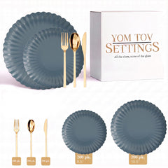 Scalloped Slate Blue Deluxe Set