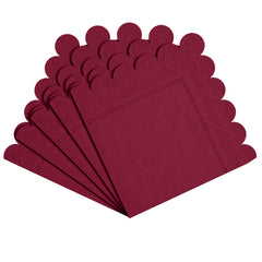 Burgundy Scallop Beverage Napkins | 100 Count