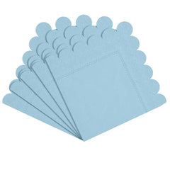 Light Blue Scallop Beverage Napkins | 100 Count